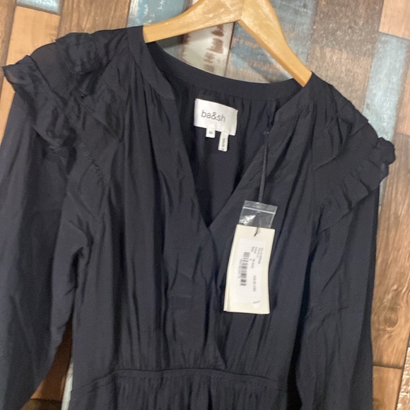 Ba&sh XS black long sleeve ruffle midi dress - Picture 15 of 16